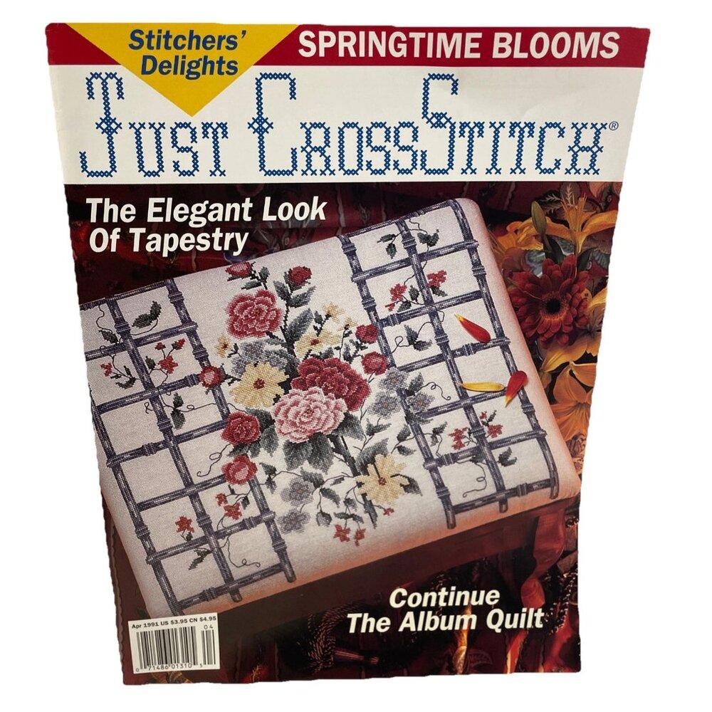 Just Cross Stitch Magazine April 1991 Vol 8 No. 6 Springtime Blooms Patterns